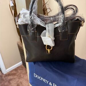 Dooney & Bourke Brown Leather Satchel with Gold Hardware